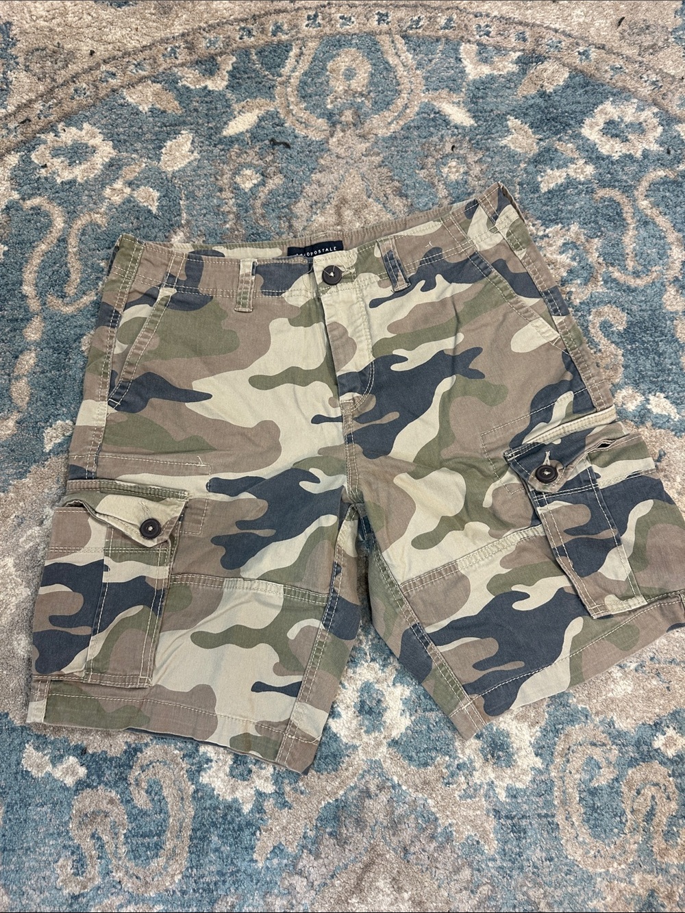 Aeropostale Men's Camo Cargo Shorts - Green/Tan